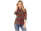 Juicy Couture Blocked Floral Shirt (pitch Black/blocked) Women's Blouse
