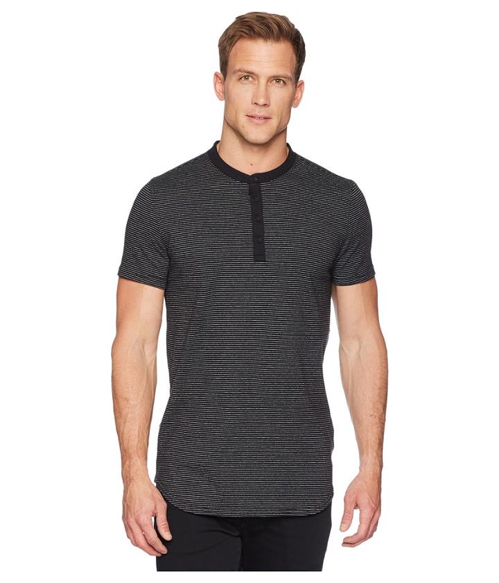 Calvin Klein Jeans Arid Warms Stripe Henley (lunar Eclipse) Men's Clothing