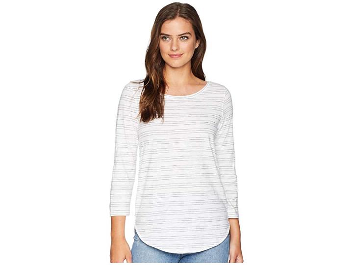 Lilla P 3/4 Sleeve Boat Neck (smoke Stripe) Women's Long Sleeve Pullover