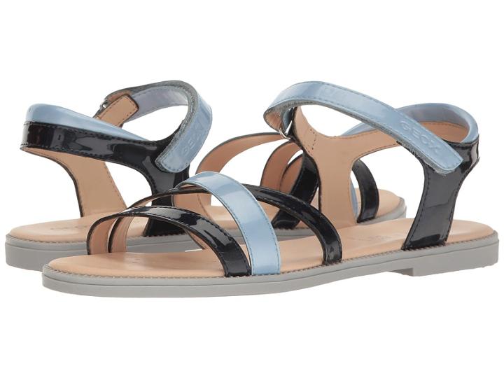 Geox Kids Jr Sandal Karly Girl 11 (big Kid) (navy/light Avio) Girl's Shoes