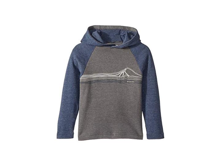 Columbia Kids Trulli Trailstm Waffle Hoodie (little Kids/big Kids) (grill Heather/collegiate Navy Heather) Boy's Sweatshirt