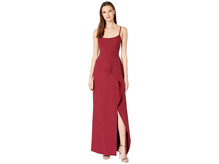 Bcbgmaxazria Steluh Gown With Asymmetrical Peplum (deep Cranberry) Women's Dress