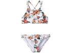 Roxy Kids Let The Surf Crop Top Swimsuit Set (big Kids) (bright White Floral Oasis) Girl's Swimwear Sets