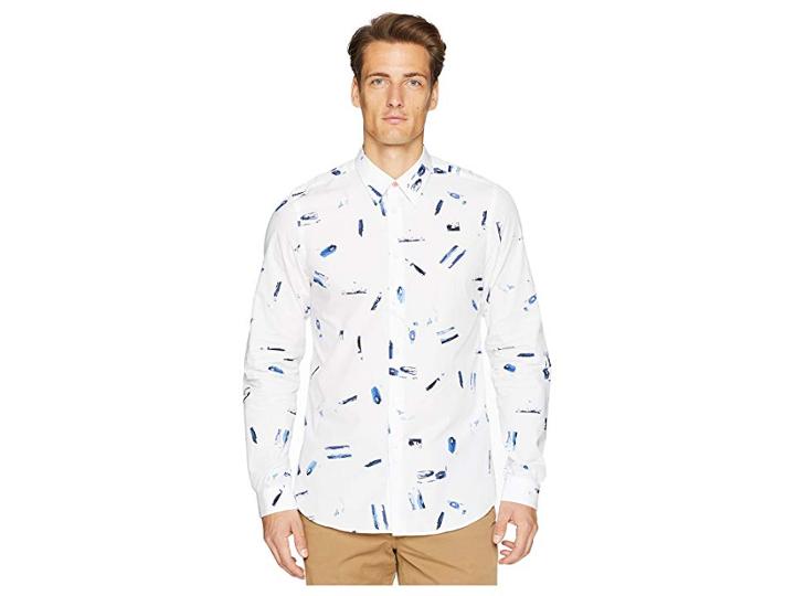 Paul Smith Long Sleeve Printed Shirt (white) Men's Clothing