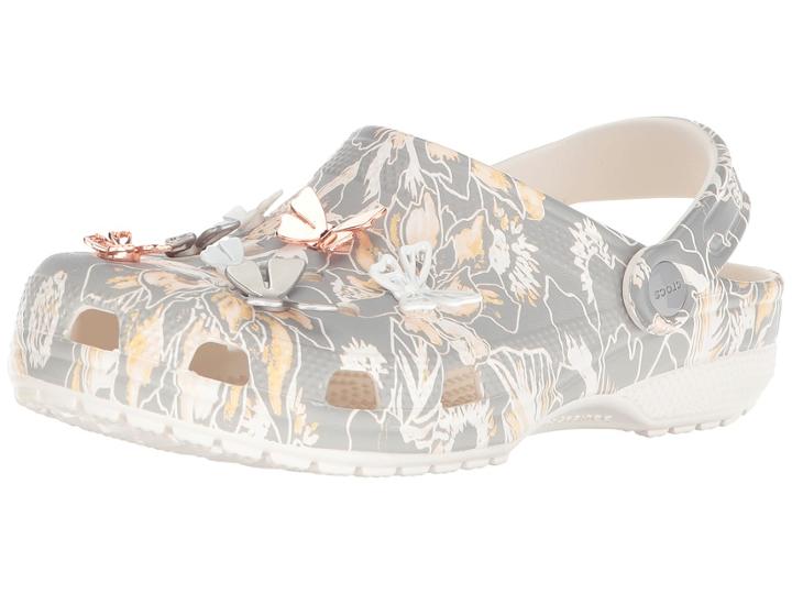 Crocs Classic Botanical Butterfly Clog (light Grey) Shoes