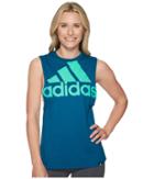 Adidas Badge Of Sport Hack Muscle Tank Top (real Teal/hi-res Green) Women's Sleeveless
