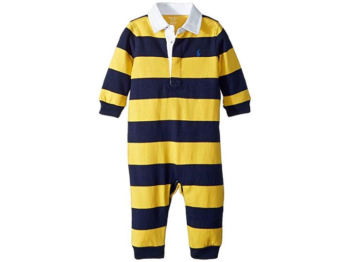 Ralph Lauren Baby Striped Cotton Rugby Coverall (infant) (chrome Yellow Multi) Boy's Overalls One Piece