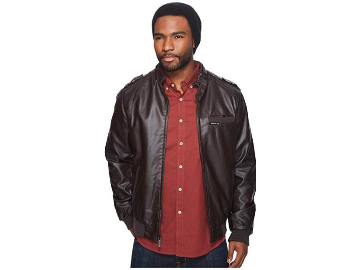 Members Only Faux Leather Iconic Racer Jacket (dark Brown) Men's Coat