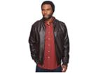 Members Only Faux Leather Iconic Racer Jacket (dark Brown) Men's Coat