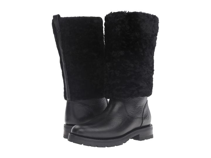Frye Natalie Cuff Lug (black Waterproof Waxed Pebbled Leather/shearling) Women's Pull-on Boots