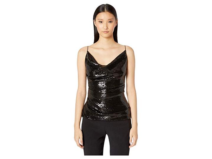 Nicole Miller Sequin Carly Cowl Neck Top (black) Women's Sleeveless