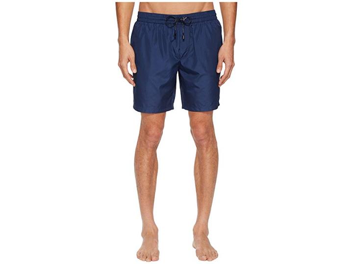 Dolce & Gabbana Mid Length Solid Swimsuit Boxer W/ Bag (blue) Men's Swimwear
