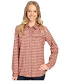 Royal Robbins Performance Flannel Plaid Long Sleeve (ruby) Women's Long Sleeve Button Up