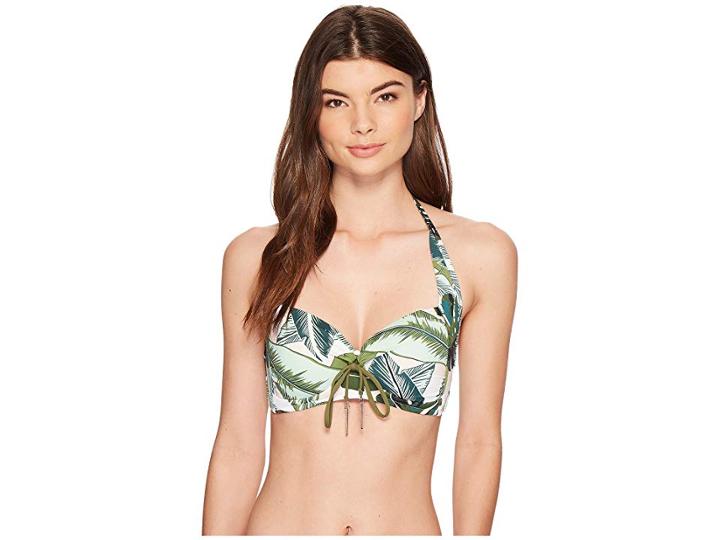 Seafolly Palm Beach Soft Cup Halter Top (moss) Women's Swimwear