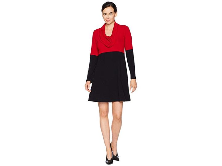 Karen Kane Cowl Neck Color Block Dress (black) Women's Dress