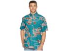 Reyn Spooner Kyoto Ponds Pop Over Aloha Shirt (teal) Men's Short Sleeve Button Up