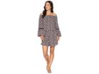 Michael Michael Kors Mini Cherry Blossoms Off The Shoulder Romper Cover-up W/ Inset Ladder Trim (rose Pink) Women's Swimsuits One Piece