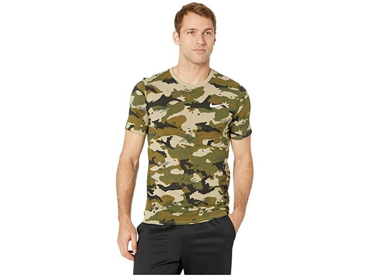 Nike Dry Tee Dri-fit Cotton Camo Aop (neutral Olive/white) Men's Clothing