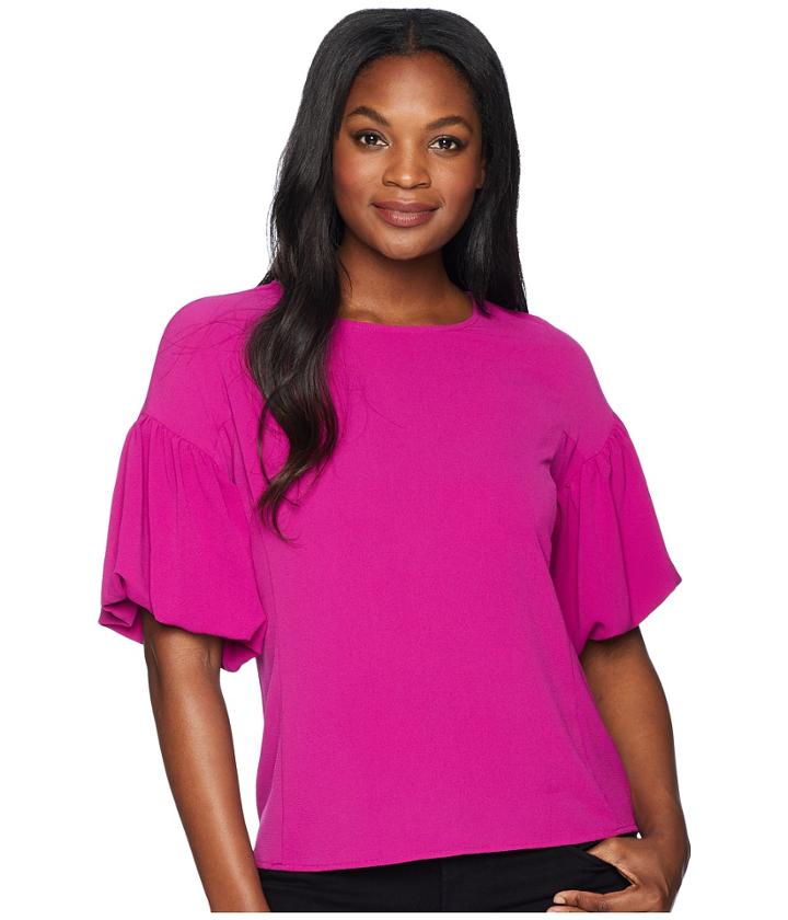 Vince Camuto Bubble Sleeve Soft Texture Blouse (fuchsia Fury) Women's Blouse