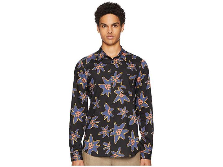 Paul Smith Long Sleeve Abstract Floral Shirt (black) Men's Clothing