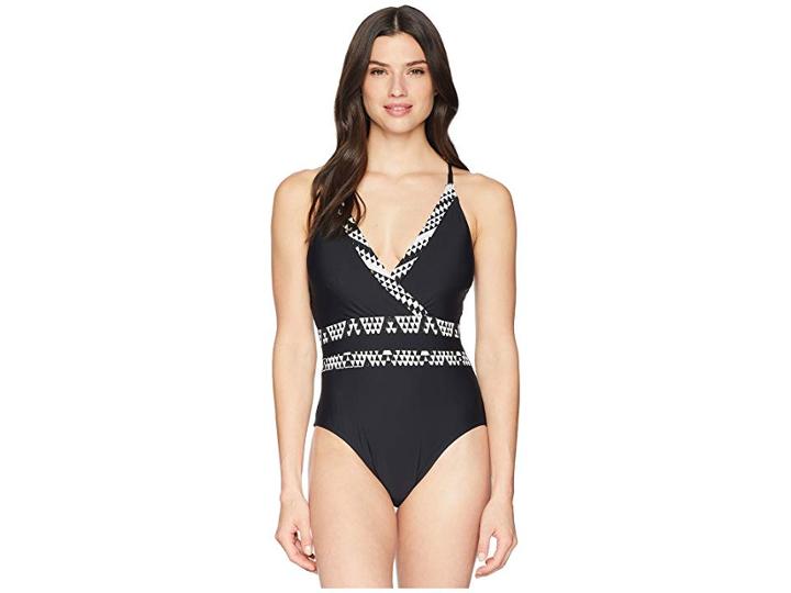 Athena Mystique Surplice Maillot (black) Women's Swimsuits One Piece