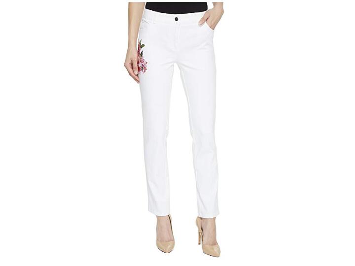 Elliott Lauren Five-pocket Jeans With Floral Embroidery In White (white) Women's Jeans
