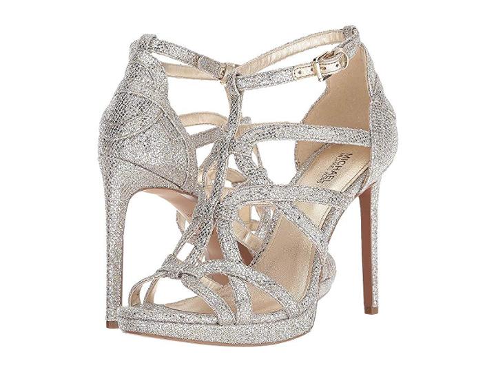 Michael Michael Kors Sandra Platform (champagne Glitter Mesh) High Heels