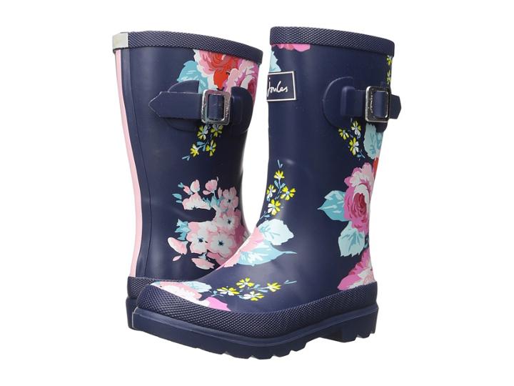 Joules Kids Printed Welly Rain Boot (toddler/little Kid/big Kid) (dark Floral) Girls Shoes
