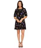 Lauren Ralph Lauren Abiela Calendar Floral Matte Jersey Dress (black/blue/multi) Women's Dress