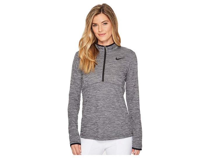 Nike Golf Dry Top 1/2 Zip Left Chest (black/flat Silver) Women's Clothing