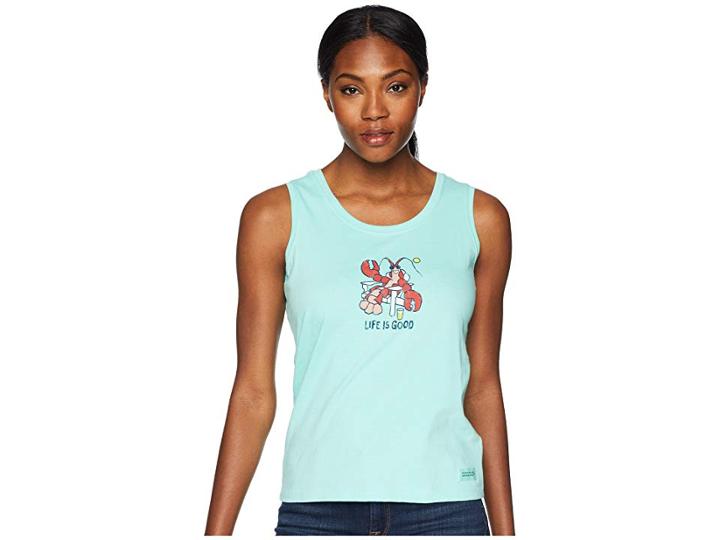Life Is Good Lobster Adirondack Sleeveless Crusher Tee (cool Aqua) Women's Sleeveless
