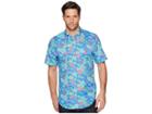 Vineyard Vines Cay Floral Short Sleeve Classic Tucker Shirt (hull Blue) Men's Clothing