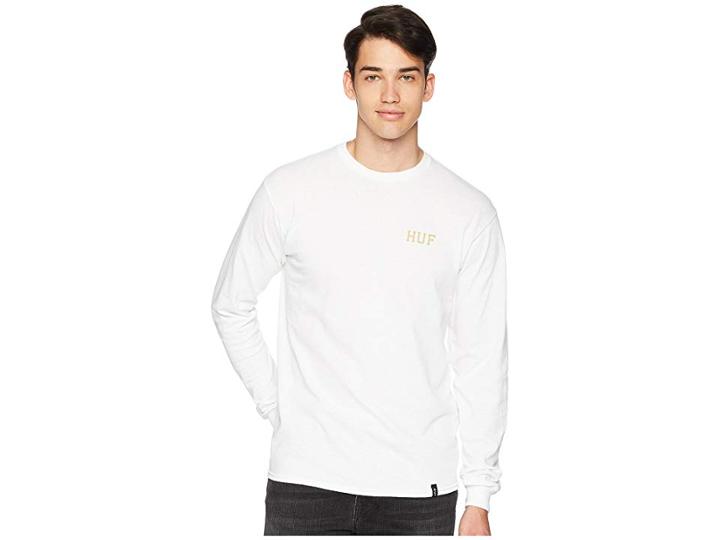 Huf Classic H Glitter Long Sleeve T-shirt (white) Men's T Shirt
