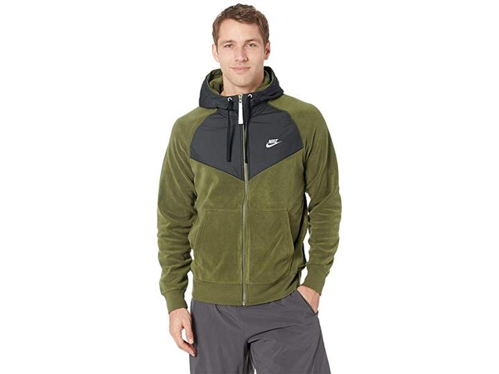 Nike Nsw Hoodie Full Zip Core Winter Snl (olive Canvas/black/white) Men's Sweatshirt