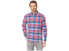 Nautica Long Sleeve Classic Fit Plaid Shirt (melon Berry) Men's Clothing