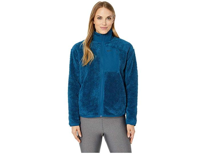 Nike Long Sleeve Full-zip Training Top (blue Force/black) Women's Sweatshirt