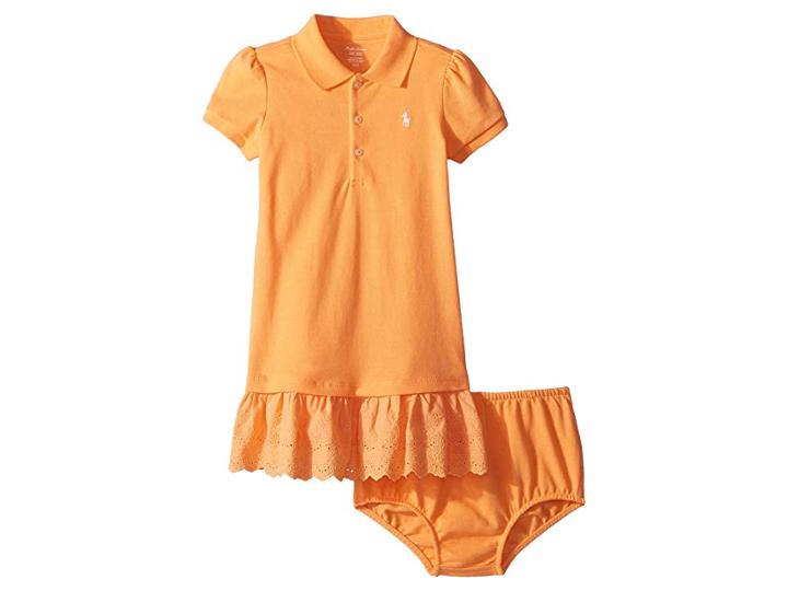 Ralph Lauren Baby Eyelet Polo Dress Bloomer (infant) (fair Orange) Girl's Active Sets