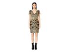 Marchesa Notte Short Sleeve Metallic Embroidered Cocktail Dress (gold) Women's Dress