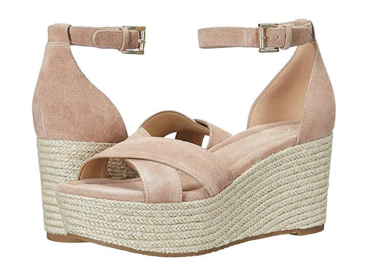 Michael Michael Kors Desiree Wedge (dark Khaki Sport Suede/jute) Women's Wedge Shoes