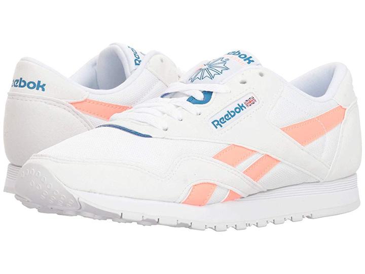 Reebok Lifestyle Classic Nylon Txt (white/digital Pink/instince Blue) Women's Classic Shoes