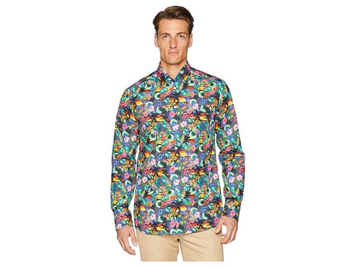 Eton Slim Fit Tropical Print Shirt (multi) Men's Long Sleeve Button Up