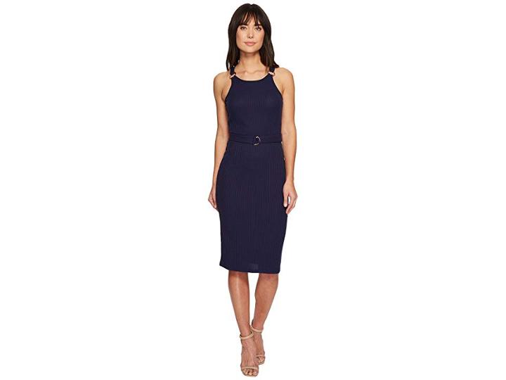 Michael Michael Kors Rib Circle Trim Dress (true Navy) Women's Dress