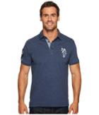 U.s. Polo Assn. Slim Fit Solid Short Sleeve Jersey Polo Shirt (rinse Blue Heather) Men's Short Sleeve Pullover
