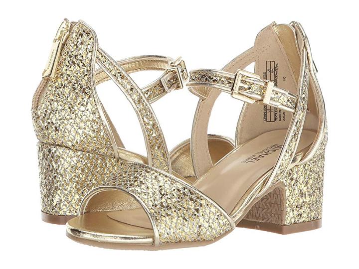 Michael Michael Kors Kids Gemini Jones (little Kid/big Kid) (gold Glitter Mesh) Girl's Shoes