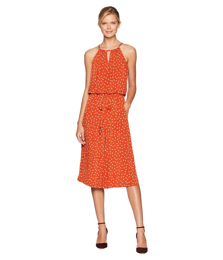 London Times Happy Dot Cropped Jumpsuit (rust/soft White) Women's Jumpsuit & Rompers One Piece