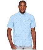 Under Armour Ua Fish Hunter Short Sleeve Plaid Shirt (carolina Blue/graphite/fish Print) Men's Short Sleeve Button Up