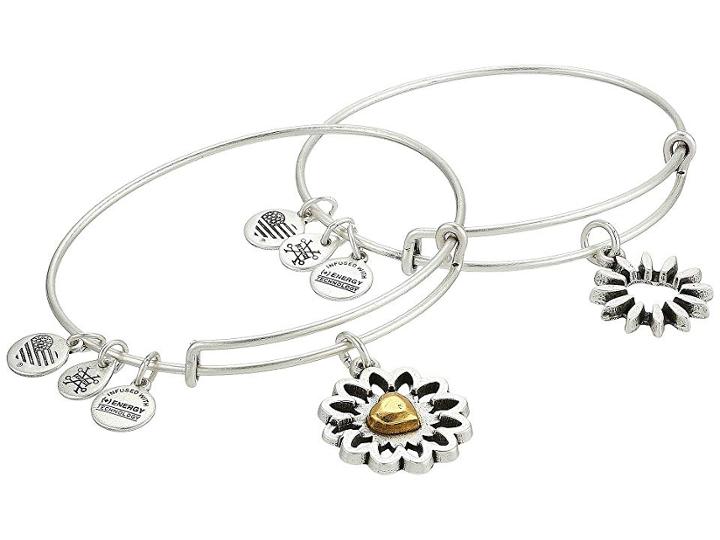 Alex And Ani You Are My Heart Two-tone Bracelet Set Of 2 (rafaelian Silver) Bracelet