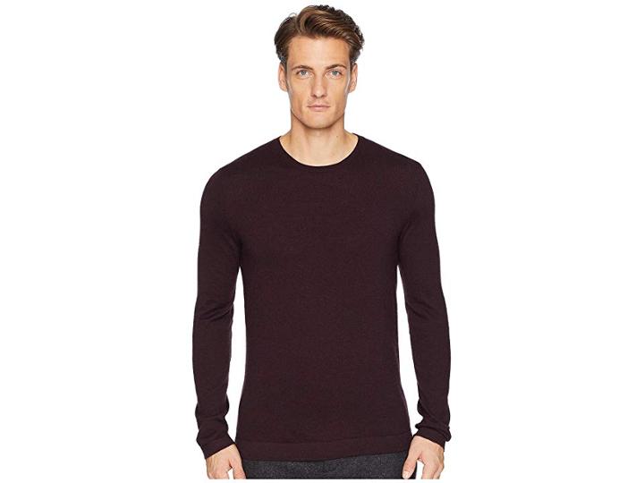 John Varvatos Collection Long Sleeve Crew Neck With Contrast Y2096u3 (merlot) Men's Sweater
