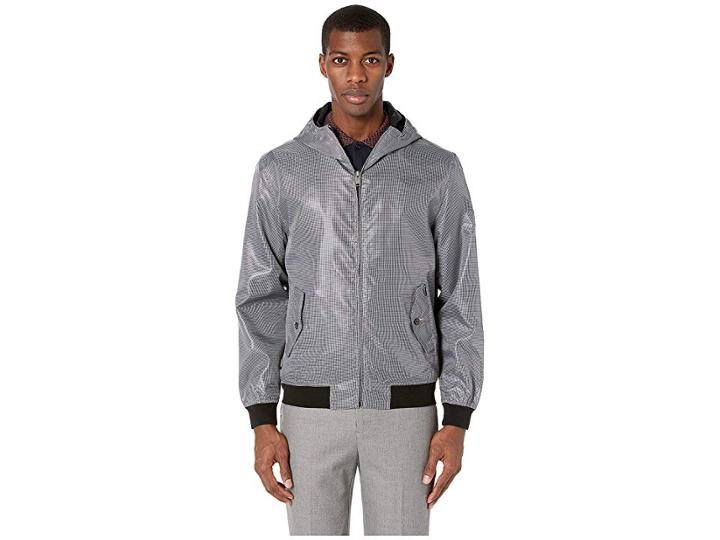 Ben Sherman Mini Gingham Print Windbreaker (grey) Men's Coat
