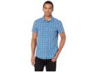 Kenneth Cole New York Short Sleeve Heather Check Shirt (cobalt) Men's Clothing